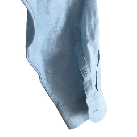 L.L Bean Women's 100% Linen Blouse Shirt Size XL Tunic Blue Long Sleeve Top - Picture 10 of 10